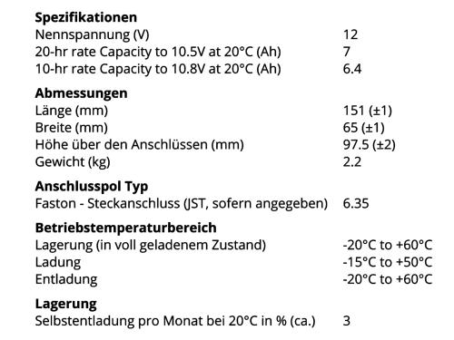 Bleiakku Batterie Yuasa NP7-12 12V 7,2Ah AGM Blei Accu VDS Battery USV UPS